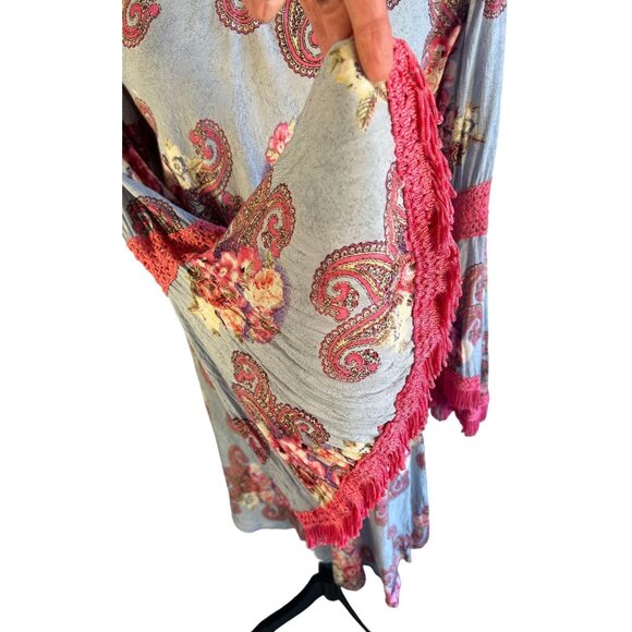 Velzera Women's 3XL Floral Paisley Tunic Dress With Lace & Fringe Long Cowgirl - Picture 4 of 6